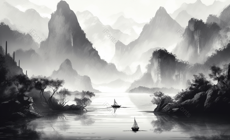 新中式水墨山水画,插画/手绘图,插画/手绘图库,插画/手绘图下载,插画/手绘